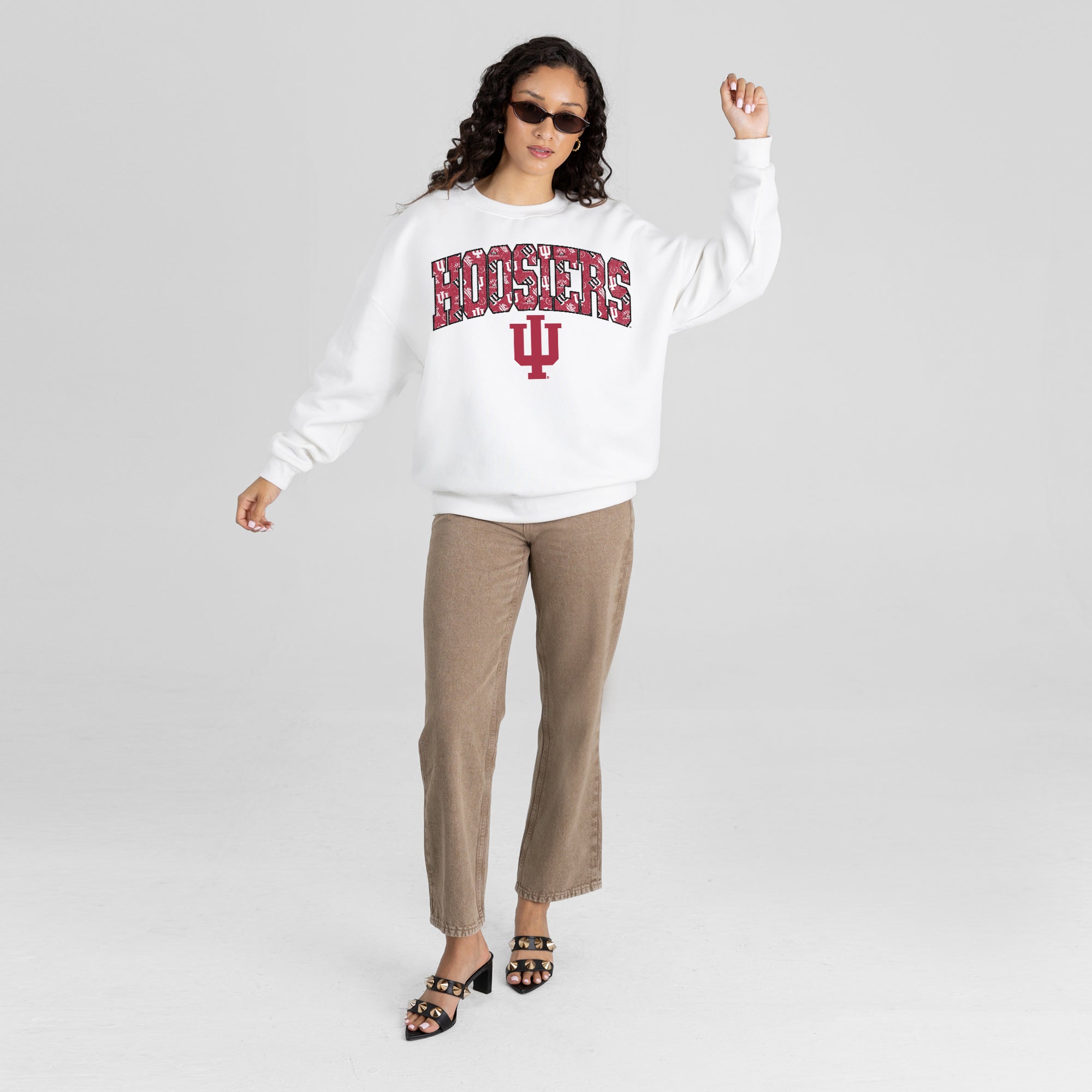 INDIANA HOOSIERS SWEET PLAY PREMIUM FLEECE DROP SHOULDER CREWNECK PULLOVER