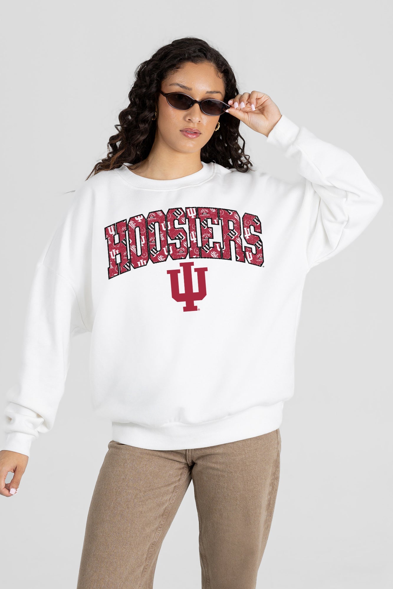 INDIANA HOOSIERS SWEET PLAY PREMIUM FLEECE DROP SHOULDER CREWNECK PULLOVER