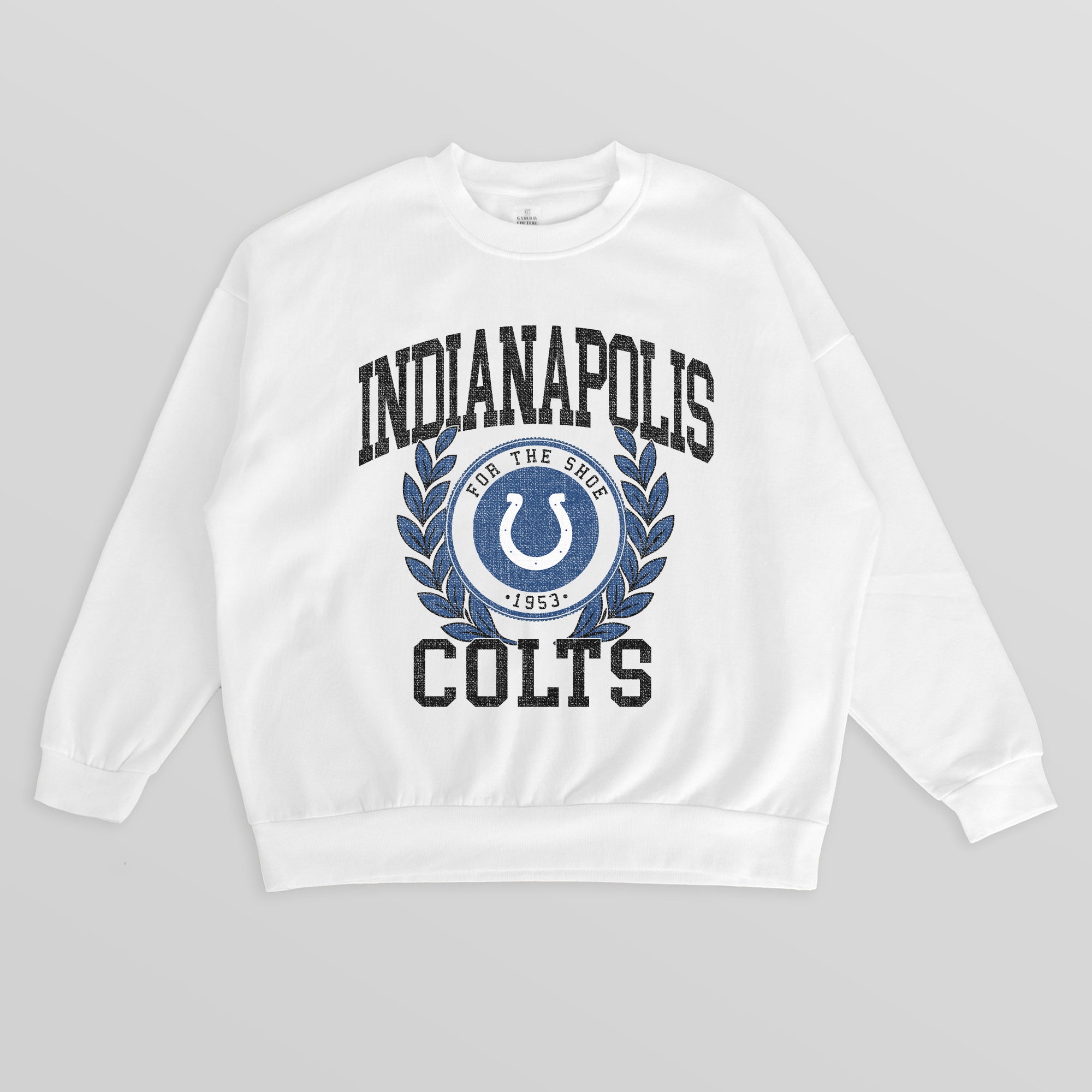 INDIANAPOLIS COLTS GOLD STANDARD PREMIUM FLEECE DROP SHOULDER CREWNECK PULLOVER