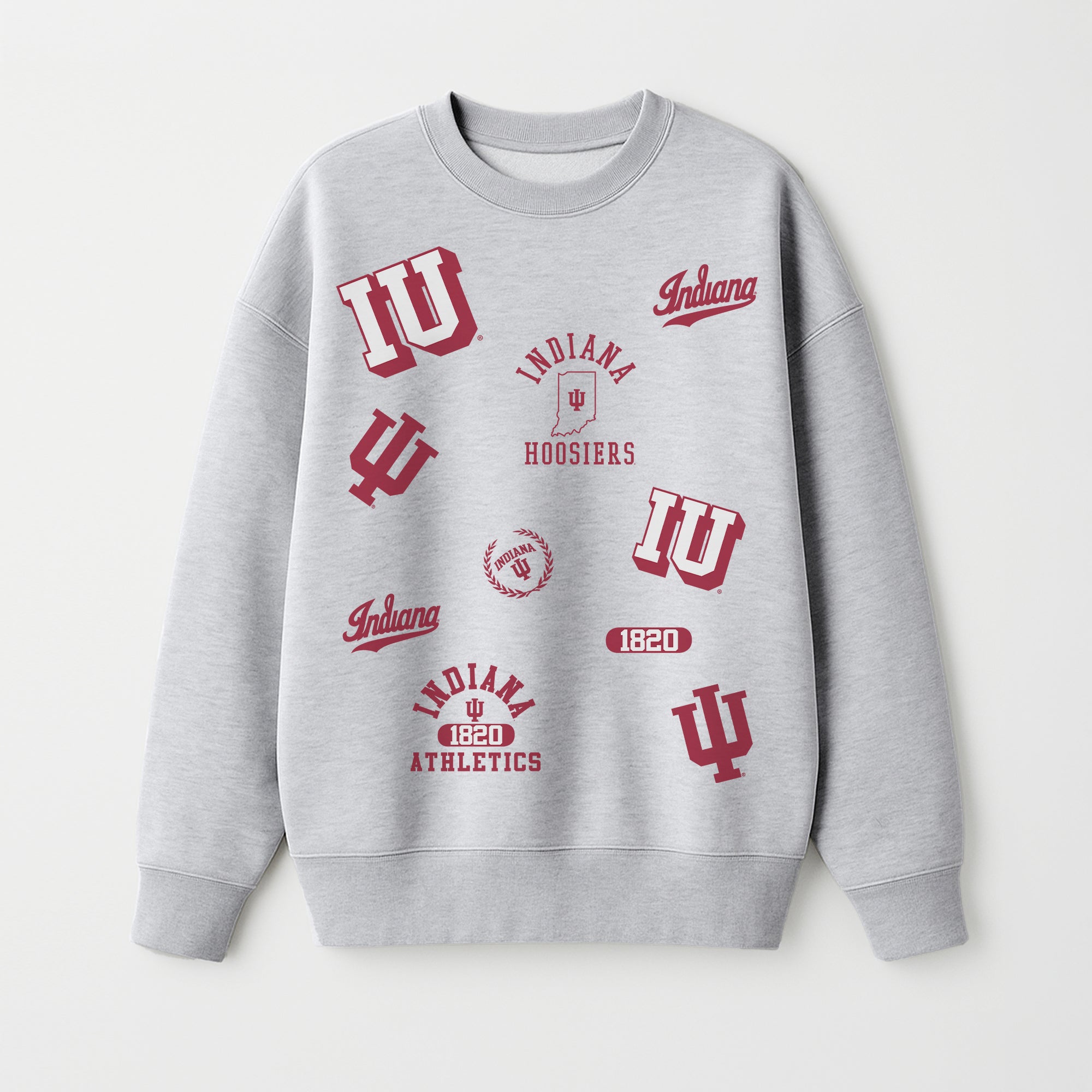 INDIANA HOOSIERS ALL IN REPEAT PREMIUM FLEECE DROP SHOULDER CREWNECK PULLOVER