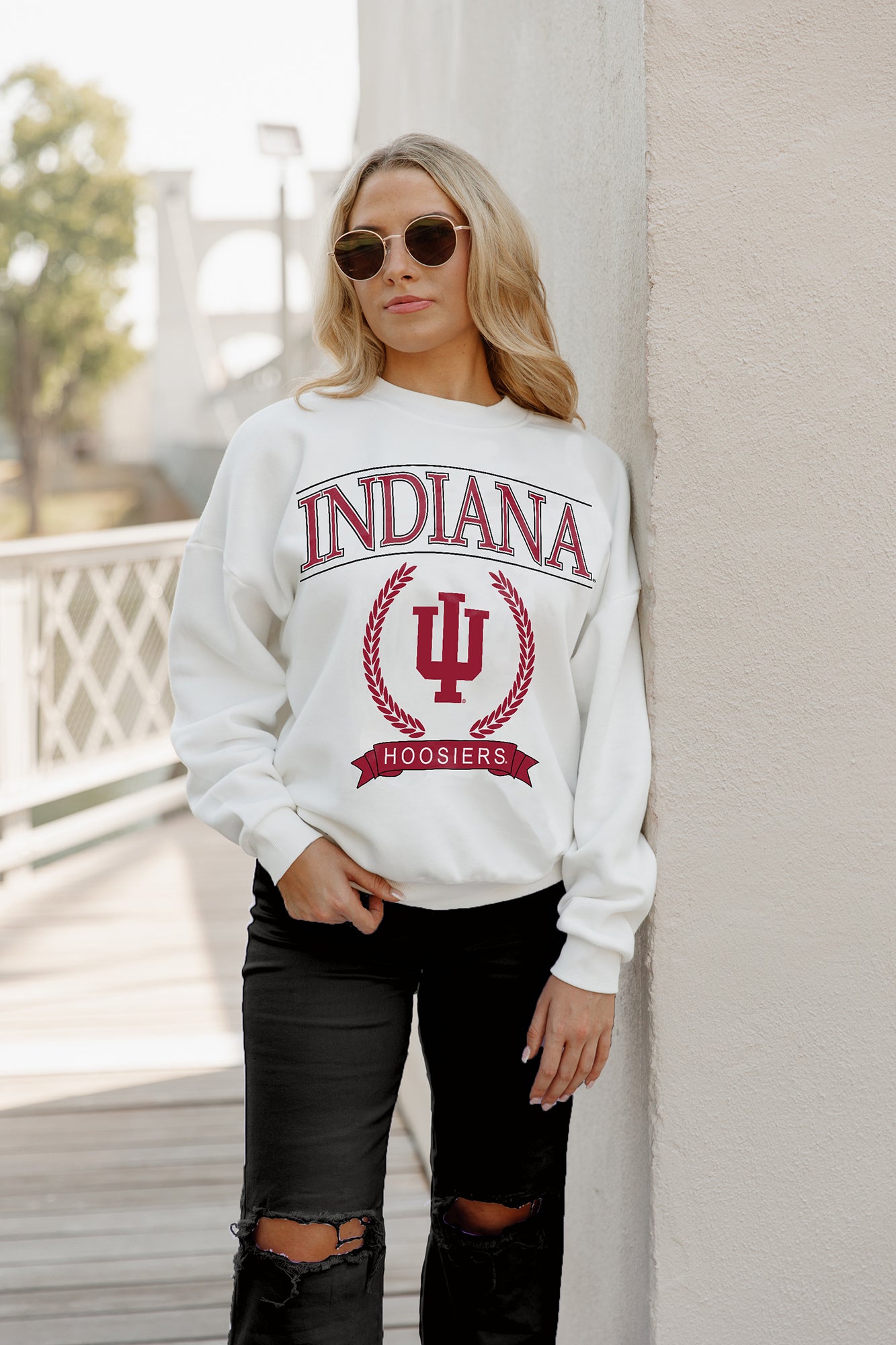 INDIANA HOOSIERS Having A Ball Fleece Crew Pullover By Madi Prewett Troutt