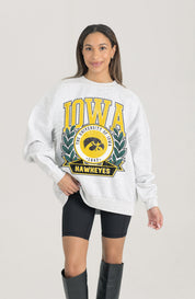 IOWA HAWKEYES HERITAGE PREMIUM FLEECE DROP SHOULDER CREWNECK PULLOVER