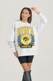 IOWA HAWKEYES HERITAGE PREMIUM FLEECE DROP SHOULDER CREWNECK PULLOVER