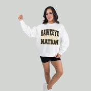 IOWA HAWKEYES FADED FORMATION PREMIUM FLEECE DROP SHOULDER CREWNECK PULLOVER