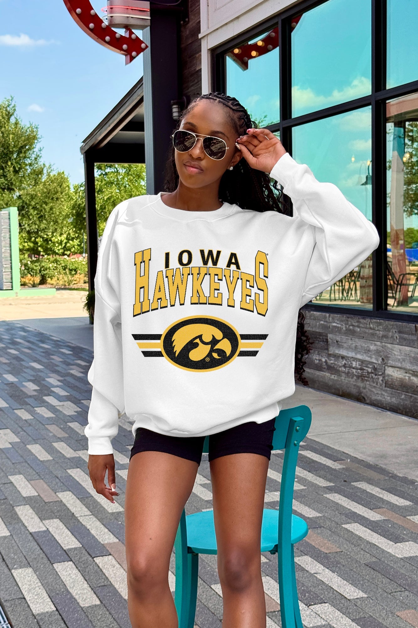 IOWA HAWKEYES SWIFT STRIKE PREMIUM FLEECE DROP SHOULDER CREWNECK PULLOVER