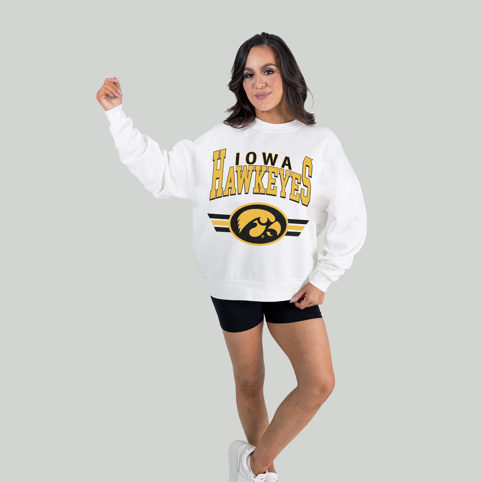 IOWA HAWKEYES SWIFT STRIKE PREMIUM FLEECE DROP SHOULDER CREWNECK PULLOVER