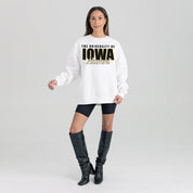 IOWA HAWKEYES ALUMNI ERA PREMIUM DROP SHOULDER FLEECE CREWNECK PULLOVER