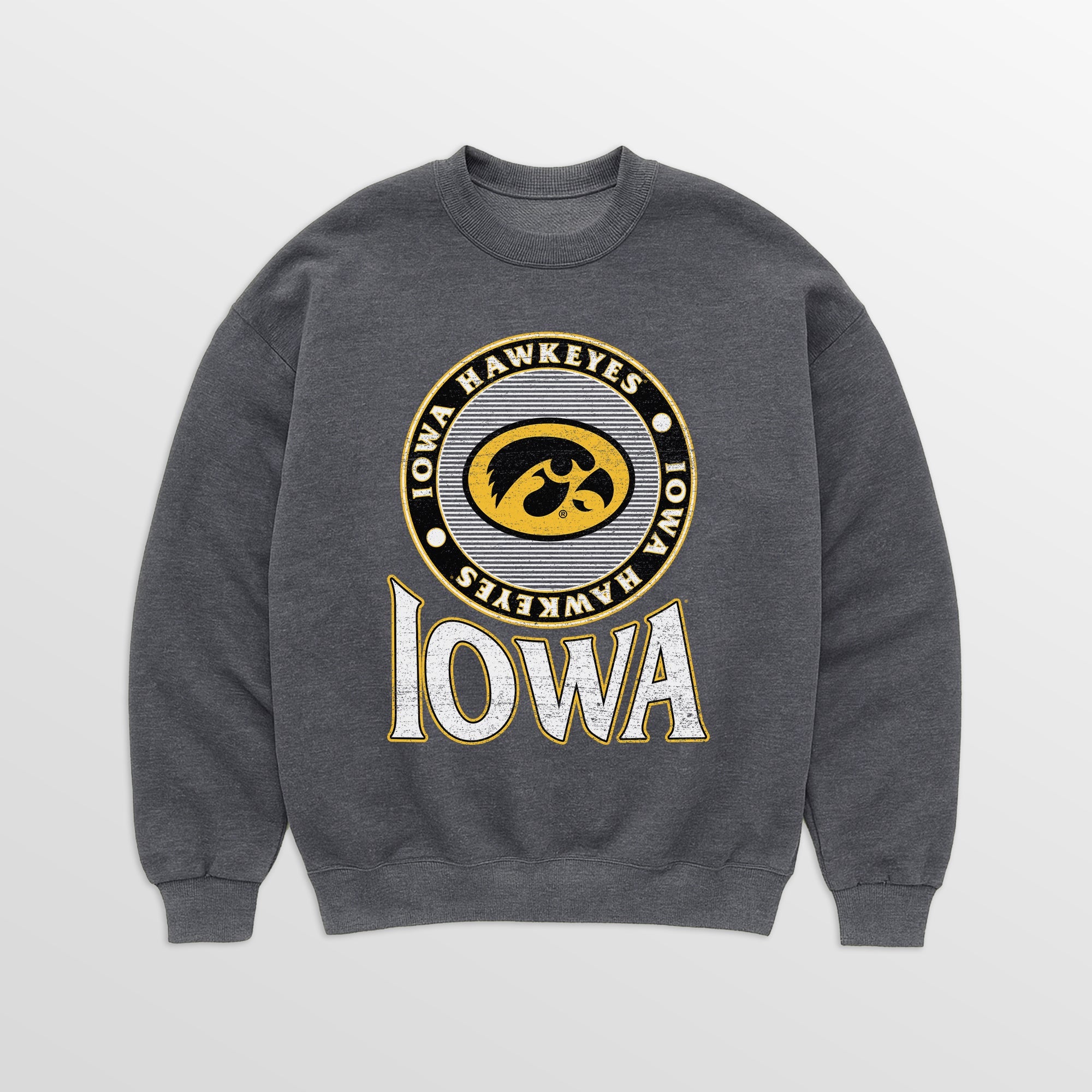 IOWA HAWKEYES SATURDAY SEAL PREMIUM FLEECE DROP SHOULDER CREWNECK PULLOVER