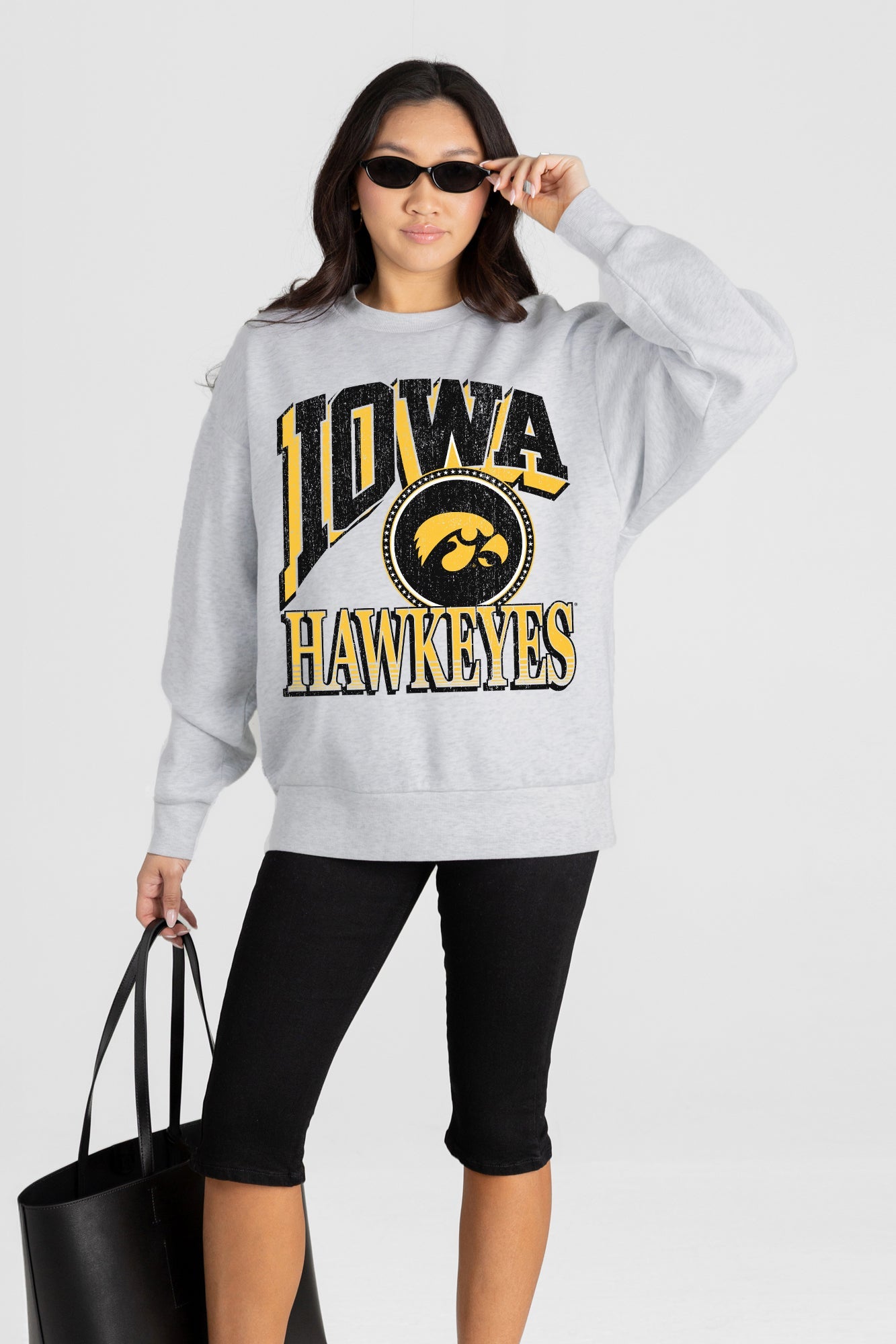 IOWA HAWKEYES GAME ON PREMIUM FLEECE DROP SHOULDER CREWNECK PULLOVER