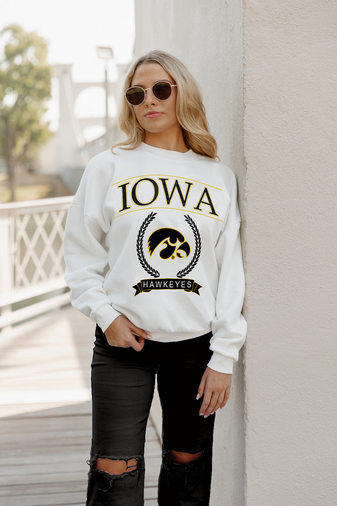 IOWA HAWKEYES Having A Ball Fleece Crew Pullover By Madi Prewett Troutt