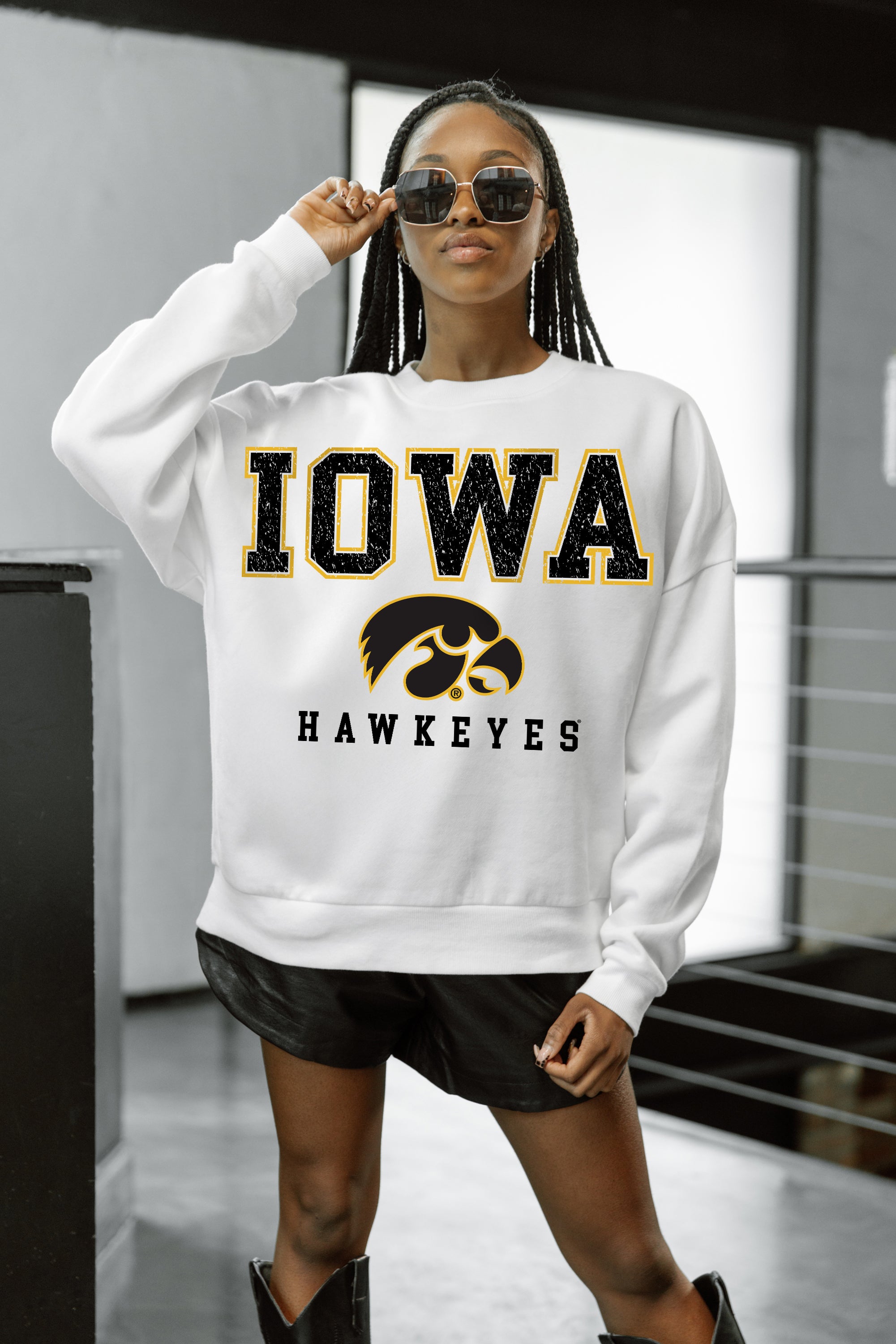 IOWA HAWKEYES Freestyle Fleece Drop-Shoulder Pullover