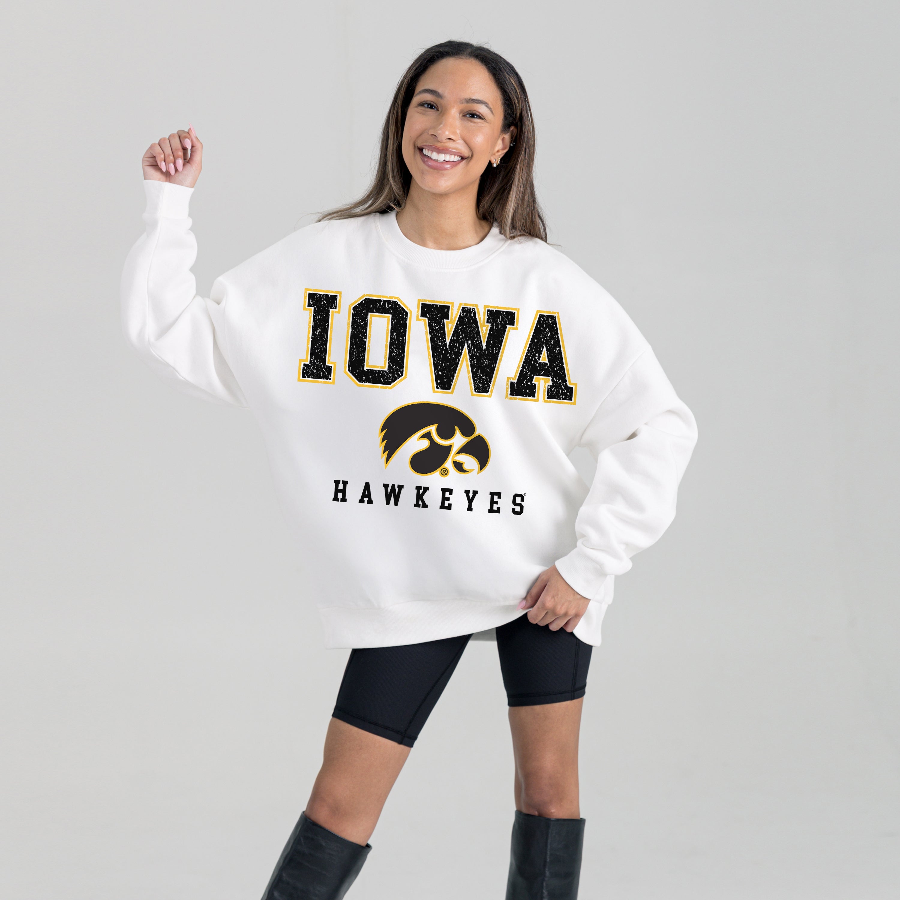 IOWA HAWKEYES Freestyle Fleece Drop-Shoulder Pullover
