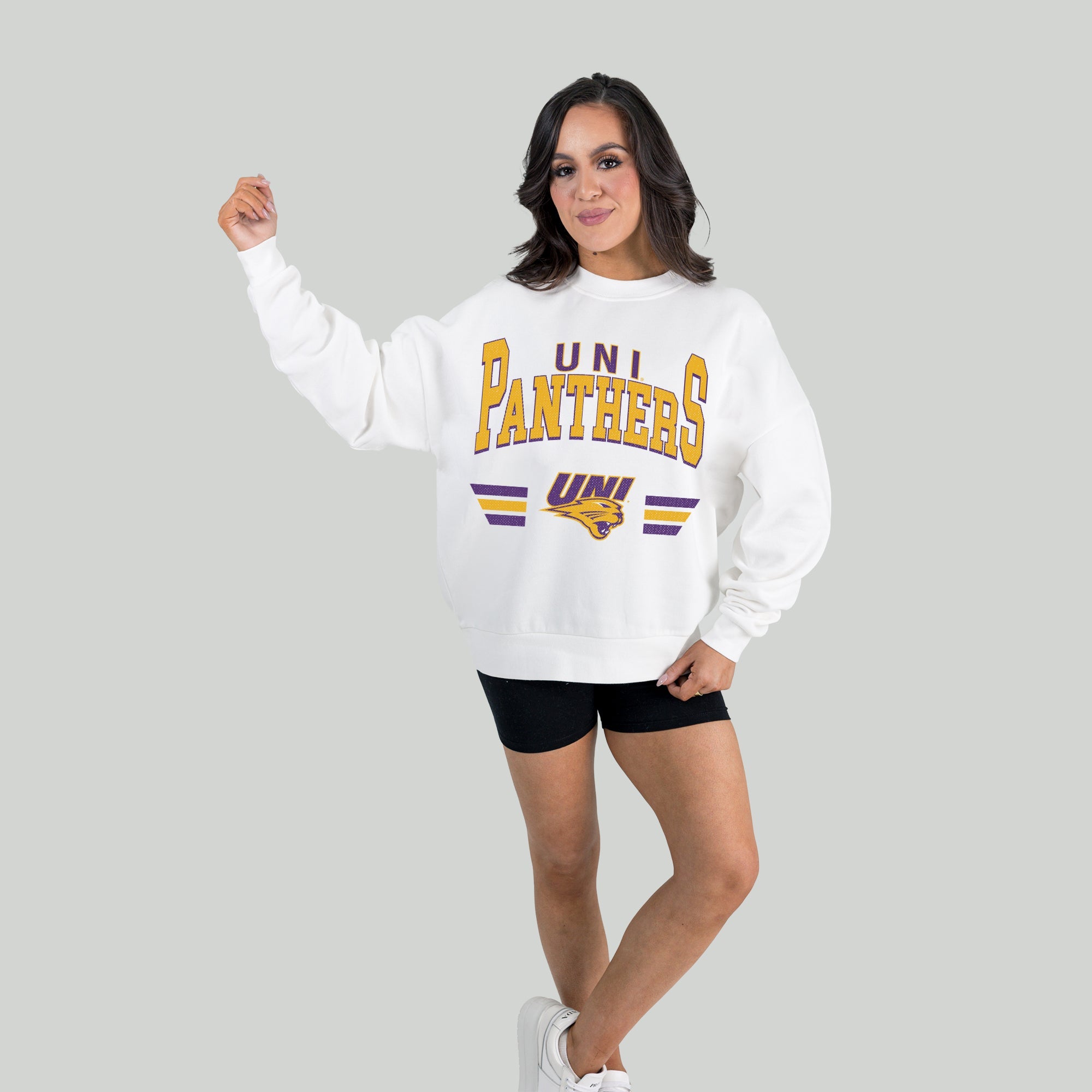 NORTHERN IOWA PANTHERS SWIFT STRIKE PREMIUM FLEECE DROP SHOULDER CREWNECK PULLOVER