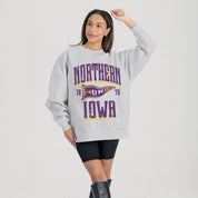 NORTHERN IOWA PANTHERS PENNANT PRIDE PREMIUM FLEECE DROP SHOULDER CREWNECK PULLOVER