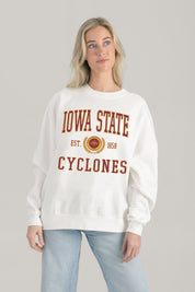 IOWA STATE CYCLONES TIMELESS TRIUMPH PREMIUM FLEECE DROP SHOULDER CREWNECK PULLOVER