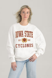 IOWA STATE CYCLONES TIMELESS TRIUMPH PREMIUM FLEECE DROP SHOULDER CREWNECK PULLOVER
