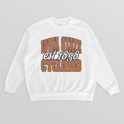 IOWA STATE CYCLONES FADED FORMATION PREMIUM FLEECE DROP SHOULDER CREWNECK PULLOVER