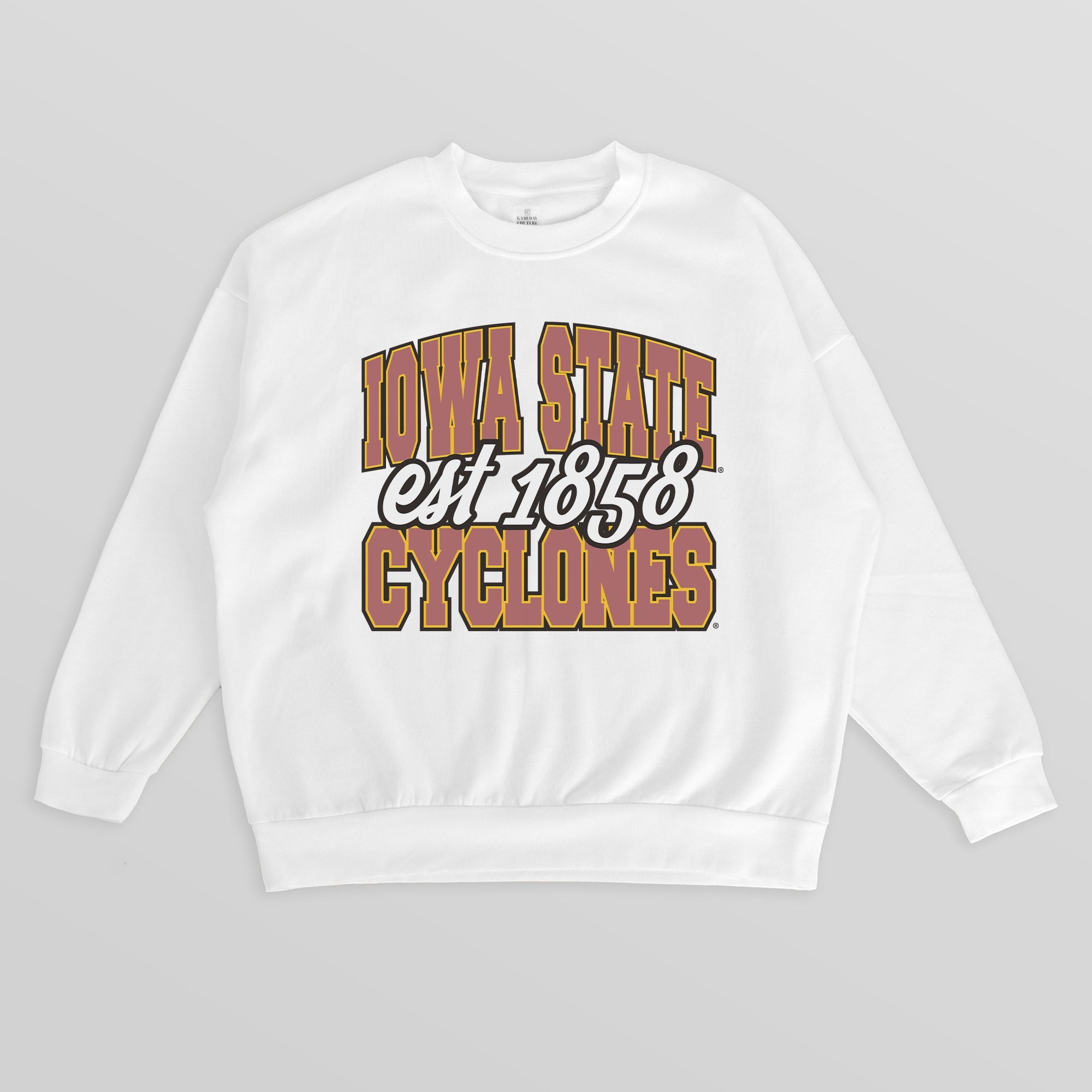 IOWA STATE CYCLONES FADED FORMATION PREMIUM FLEECE DROP SHOULDER CREWNECK PULLOVER