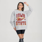 IOWA STATE CYCLONES PENNANT PRIDE PREMIUM FLEECE DROP SHOULDER CREWNECK PULLOVER
