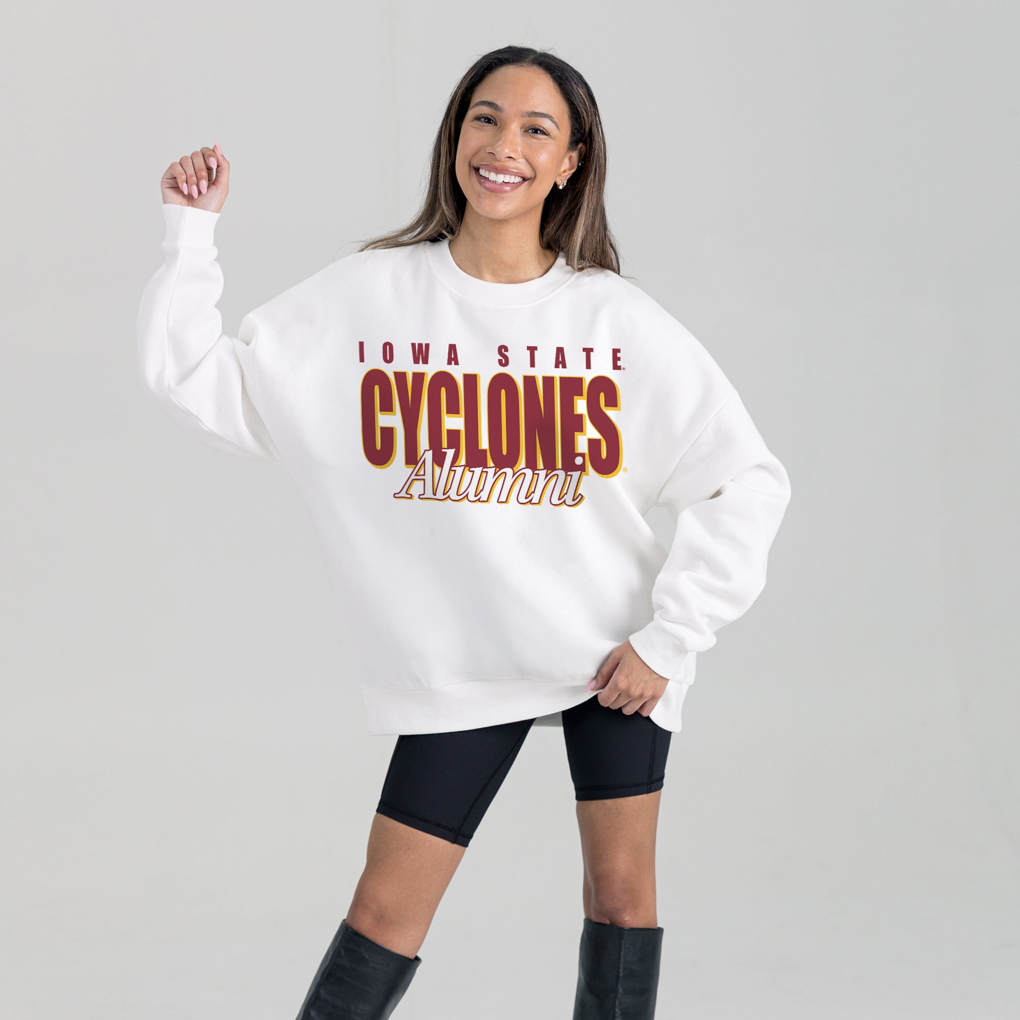 IOWA STATE CYCLONES ALUMNI ERA PREMIUM DROP SHOULDER FLEECE CREWNECK PULLOVER
