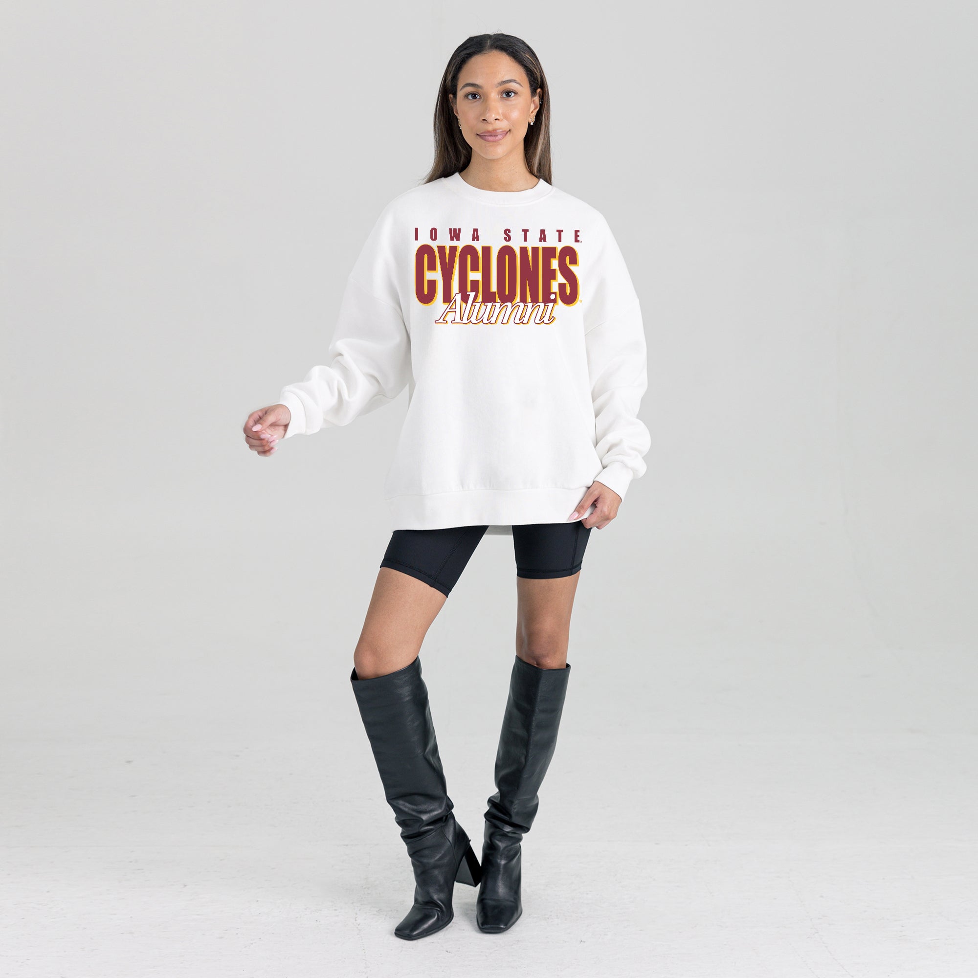 IOWA STATE CYCLONES ALUMNI ERA PREMIUM DROP SHOULDER FLEECE CREWNECK PULLOVER