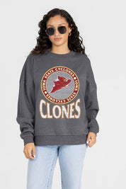 IOWA STATE CYCLONES SATURDAY SEAL PREMIUM FLEECE DROP SHOULDER CREWNECK PULLOVER