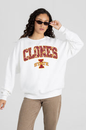 IOWA STATE CYCLONES SWEET PLAY PREMIUM FLEECE DROP SHOULDER CREWNECK PULLOVER