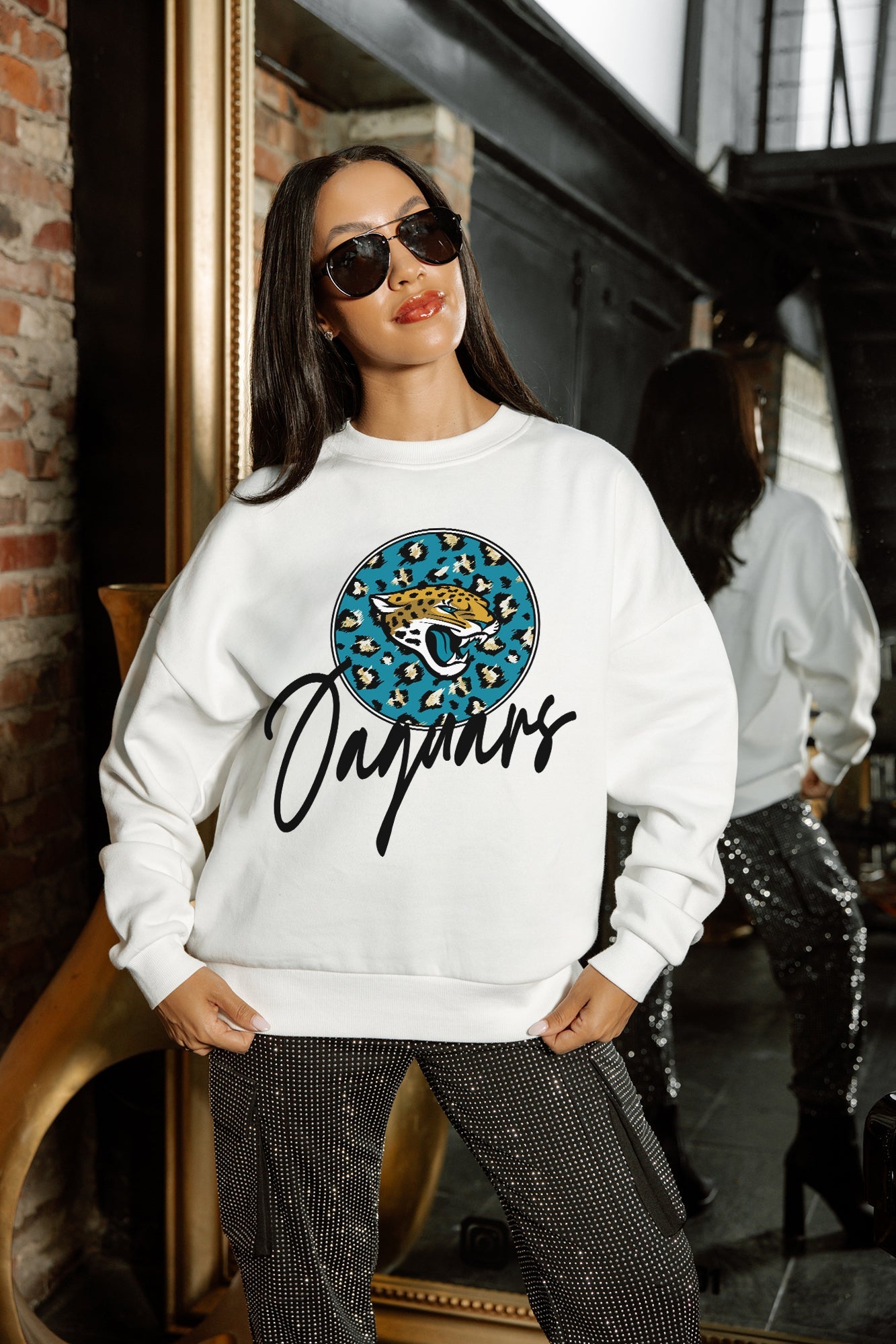JACKSONVILLE JAGUARS WILD BREAKTHROUGH PREMIUM FLEECE CREWNECK PULLOVER