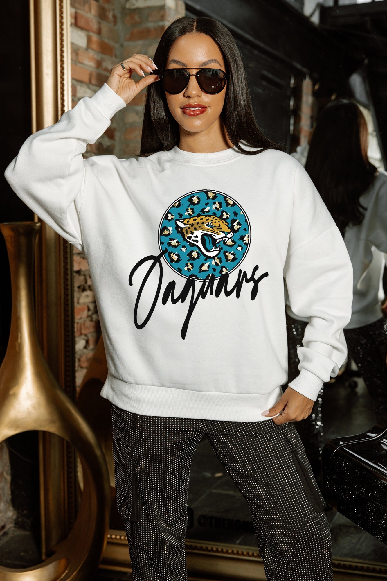 JACKSONVILLE JAGUARS WILD BREAKTHROUGH PREMIUM FLEECE CREWNECK PULLOVER
