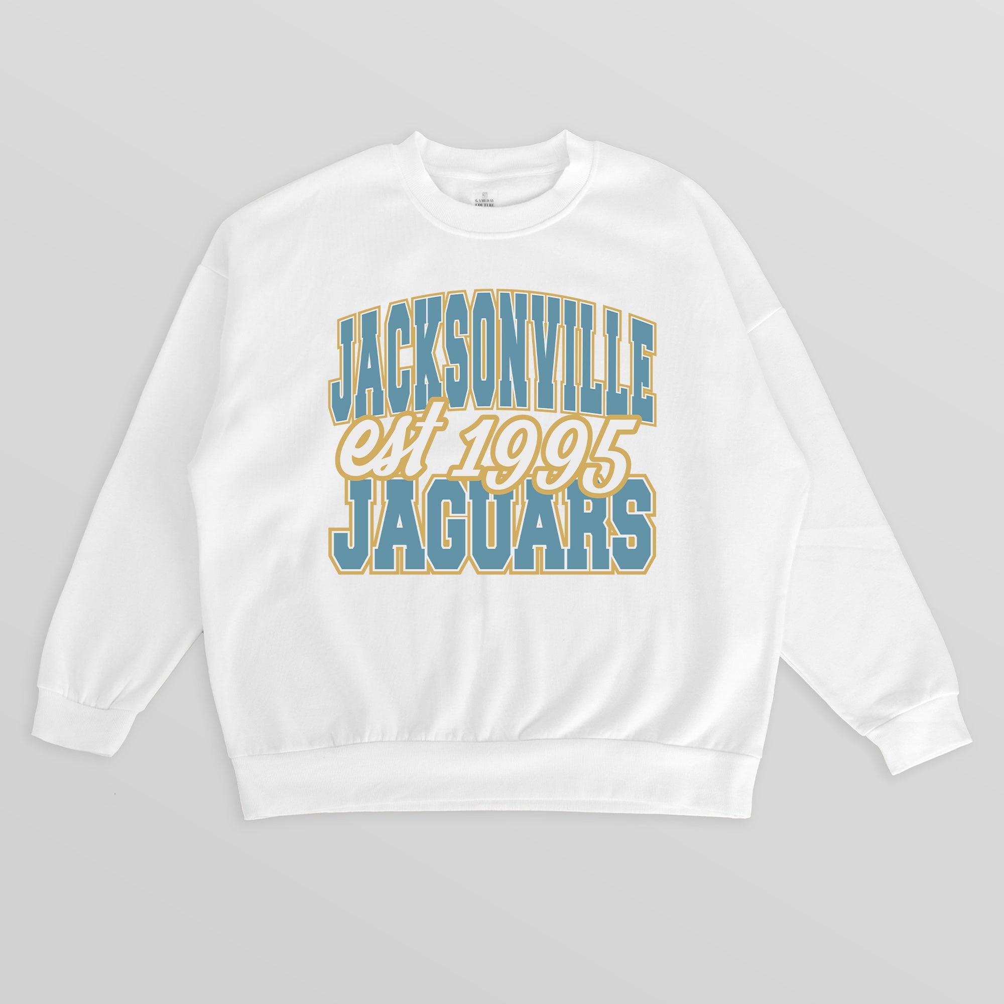 JACKSONVILLE JAGUARS FADED FORMATION PREMIUM FLEECE CREWNECK PULLOVER