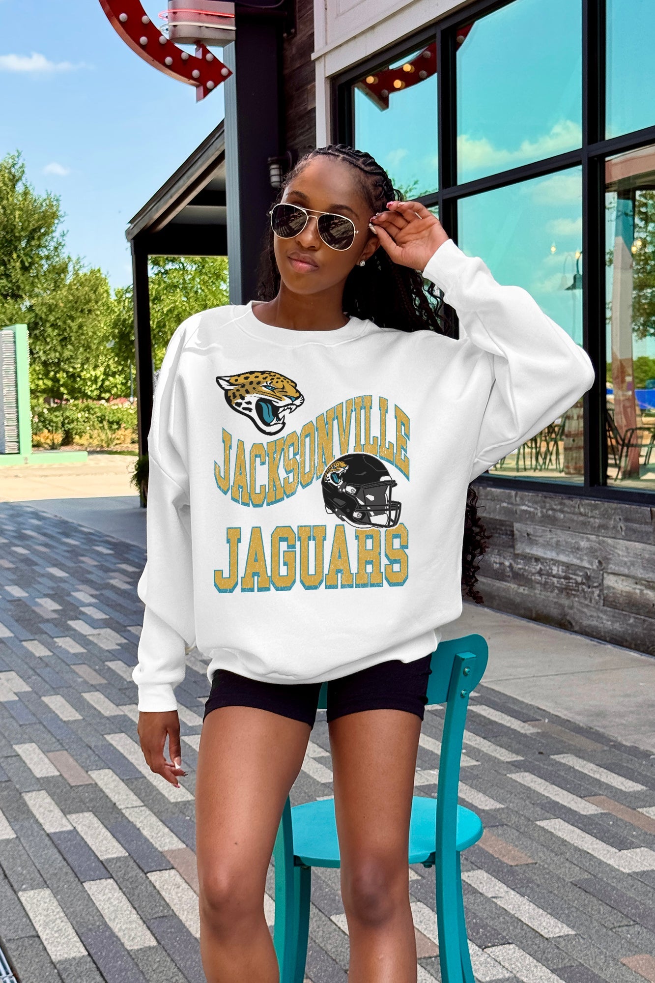 JACKSONVILLE JAGUARS HARD EARNED PREMIUM FLEECE CREWNECK PULLOVER