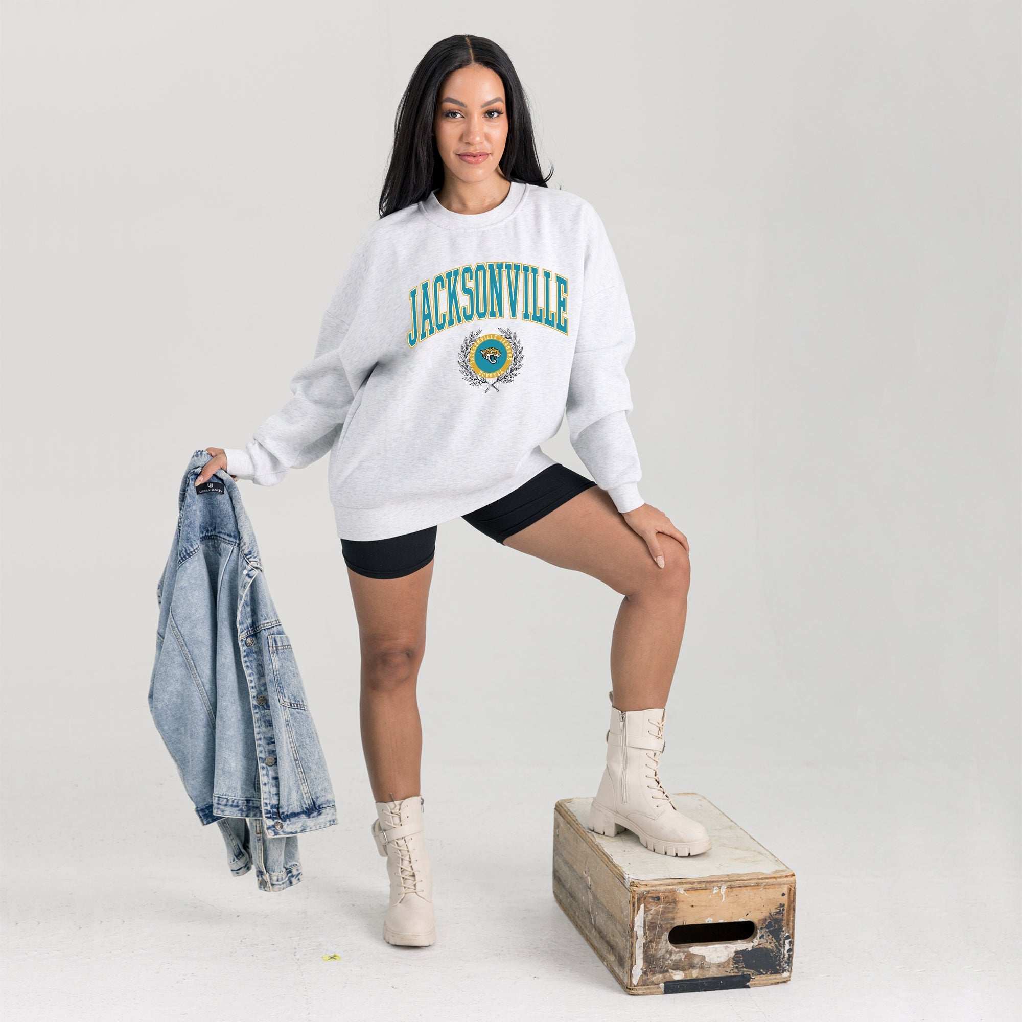 JACKSONVILLE JAGUARS TRADITION REFINED PREMIUM FLEECE CREWNECK PULLOVER