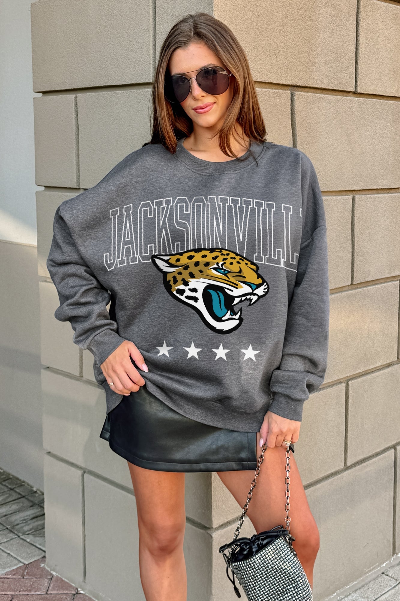 JACKSONVILLE JAGUARS RISING STAR PREMIUM FLEECE CREWNECK PULLOVER