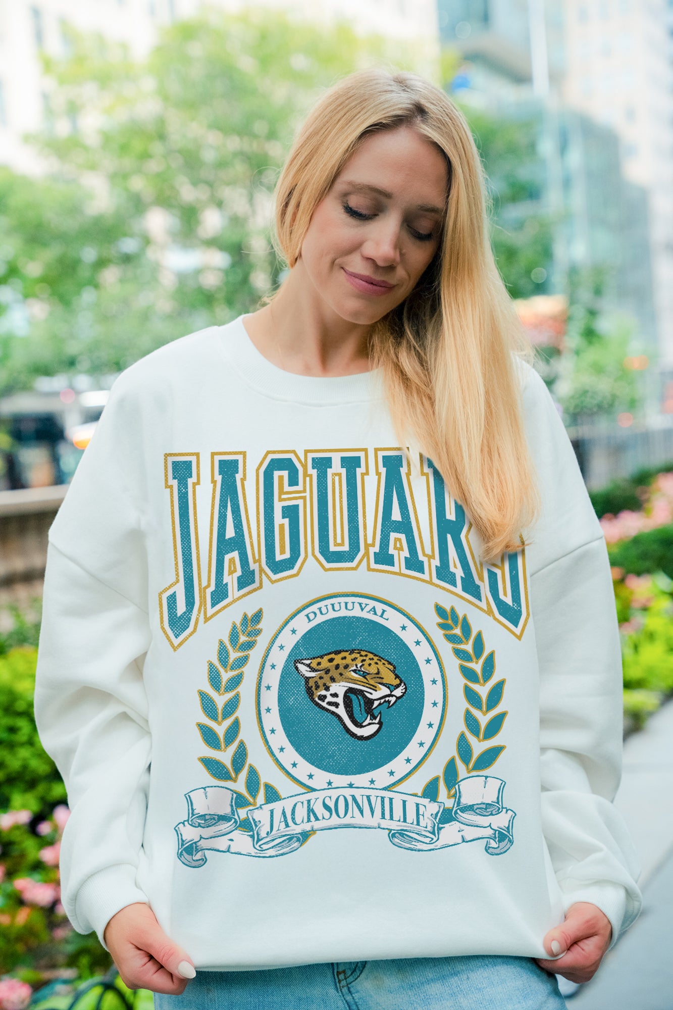 JACKSONVILLE JAGUARS STAY COOL PREMIUM FLEECE CREWNECK PULLOVER