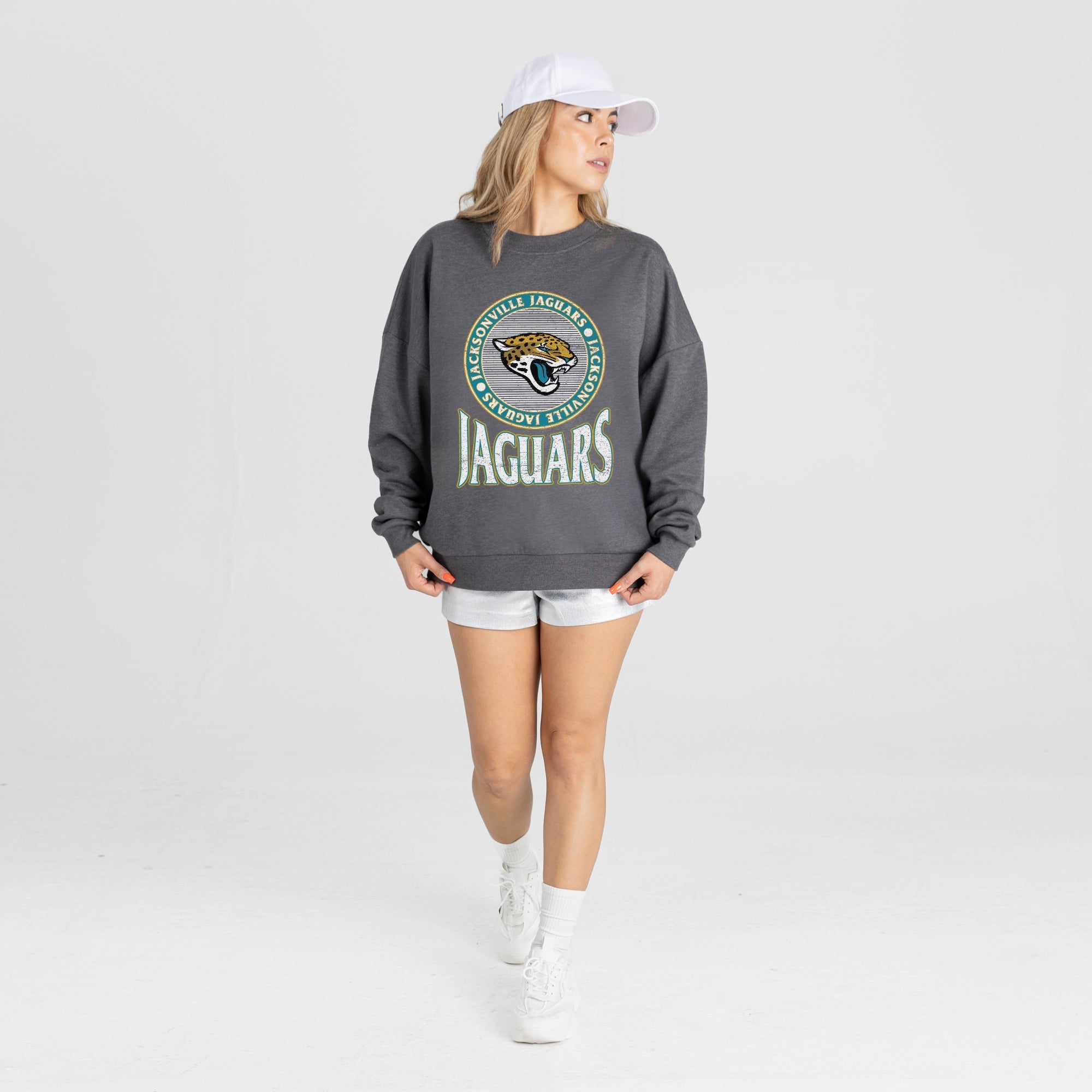 JACKSONVILLE JAGUARS SATURDAY SEAL PREMIUM FLEECE DROP SHOULDER CREWNECK PULLOVER