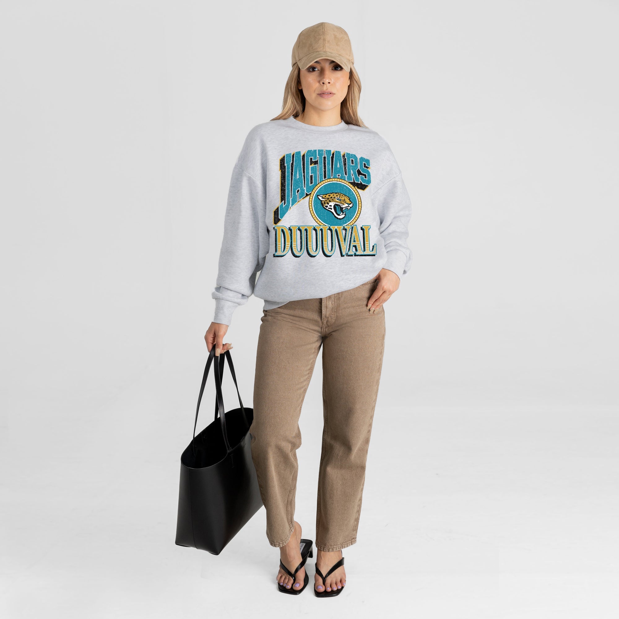 JACKSONVILLE JAGUARS GAME ON PREMIUM FLEECE DROP SHOULDER CREWNECK PULLOVER