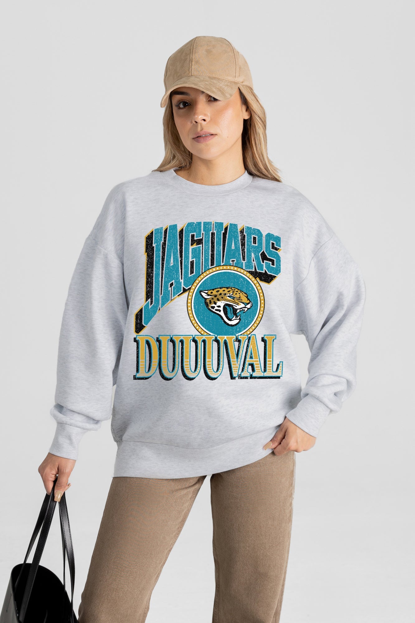 JACKSONVILLE JAGUARS GAME ON PREMIUM FLEECE DROP SHOULDER CREWNECK PULLOVER
