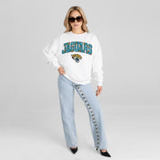 JACKSONVILLE JAGUARS SWEET PLAY PREMIUM FLEECE DROP SHOULDER CREWNECK PULLOVER
