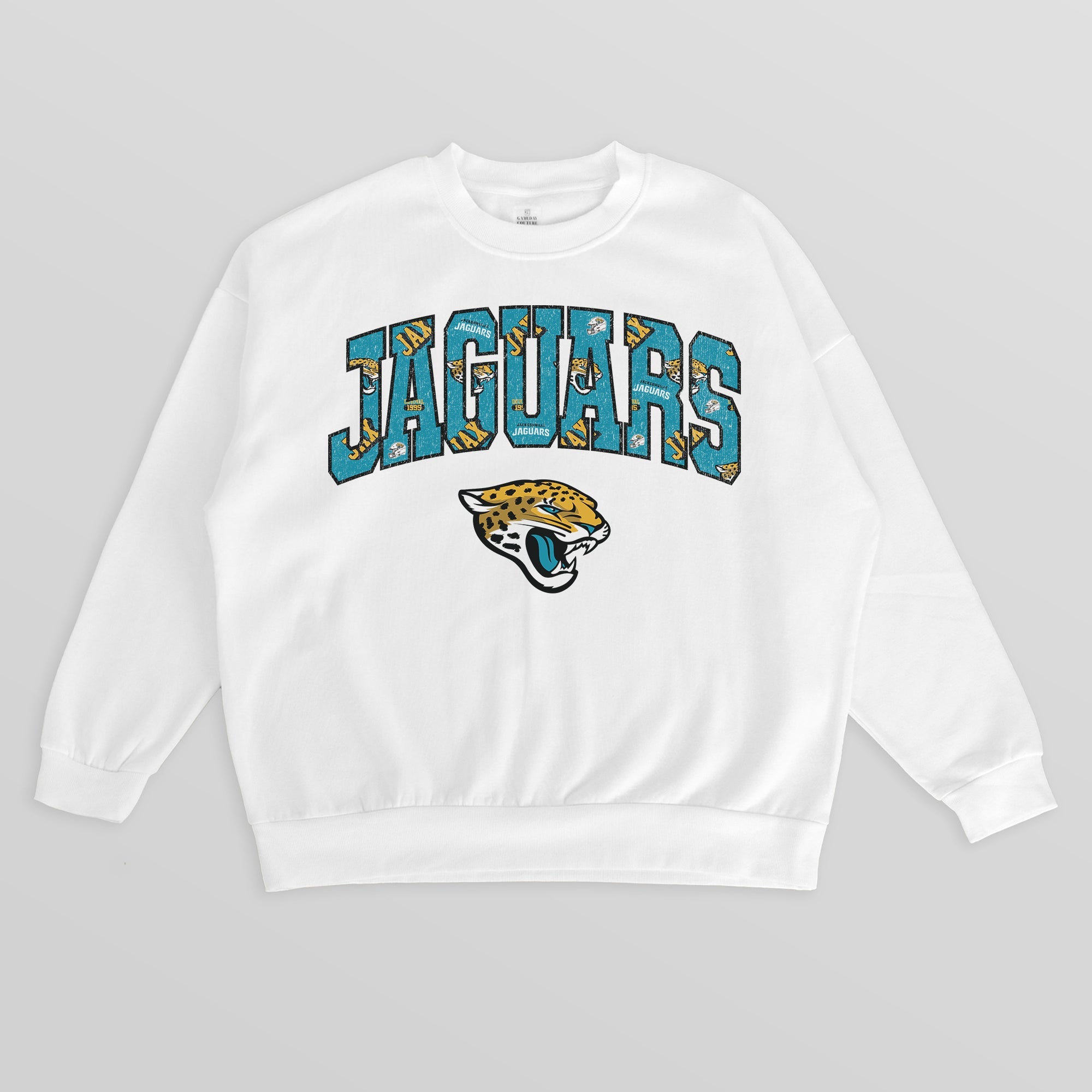 JACKSONVILLE JAGUARS SWEET PLAY PREMIUM FLEECE DROP SHOULDER CREWNECK PULLOVER