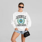 JACKSONVILLE JAGUARS GOLD STANDARD PREMIUM FLEECE DROP SHOULDER CREWNECK PULLOVER