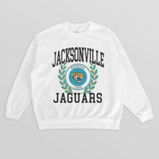 JACKSONVILLE JAGUARS GOLD STANDARD PREMIUM FLEECE DROP SHOULDER CREWNECK PULLOVER