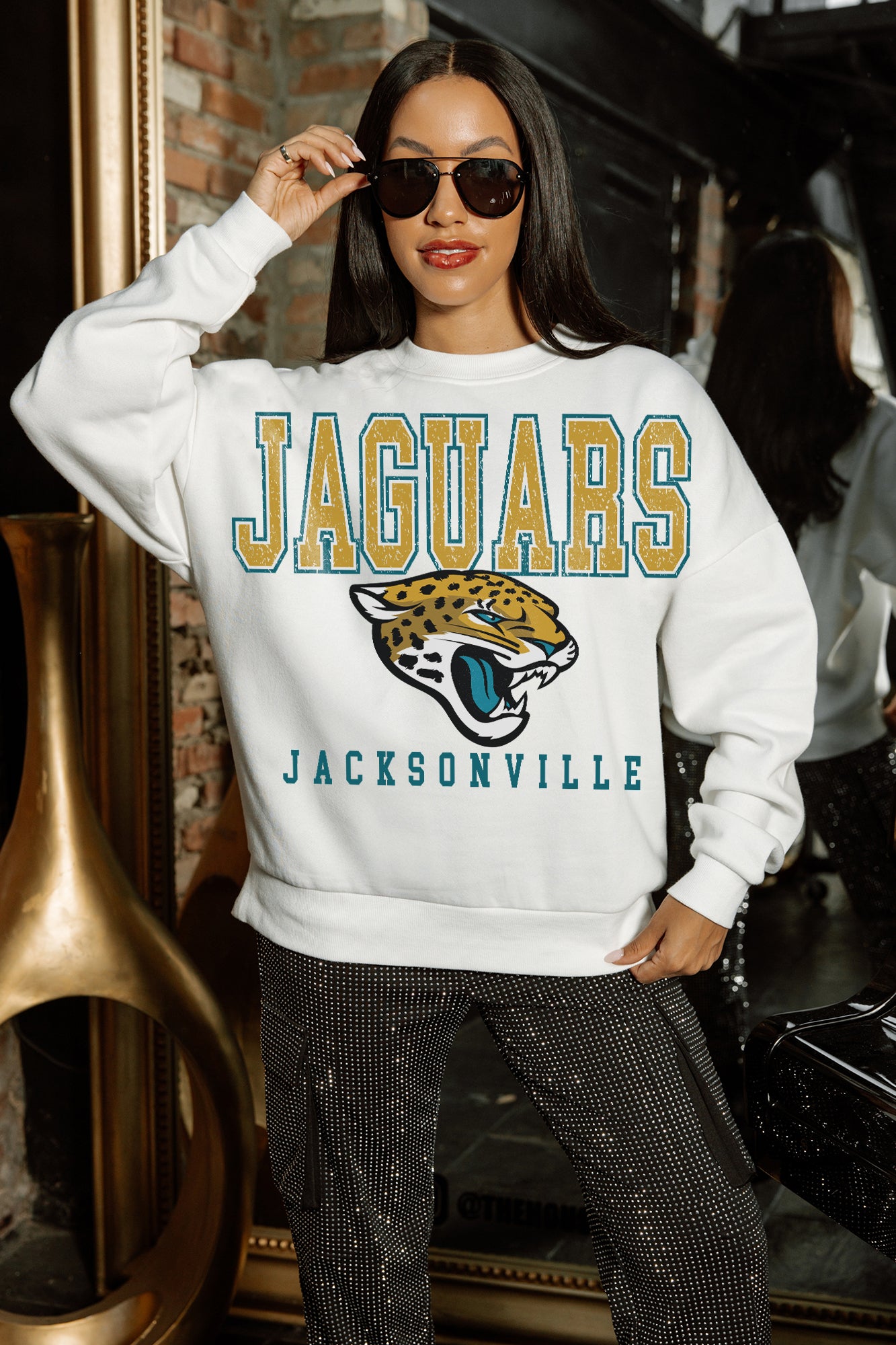 JACKSONVILLE JAGUARS Sunday Drives Fleece Crewneck Pullover