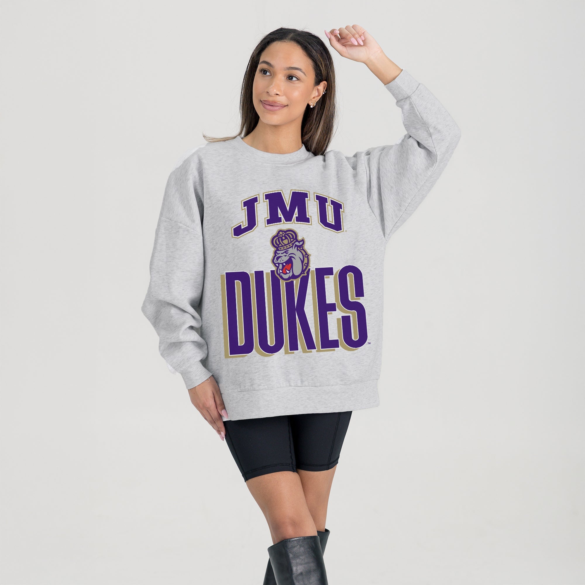 JAMES MADISON DUKES FIERCE FOCUS PREMIUM FLEECE DROP SHOULDER CREWNECK PULLOVER