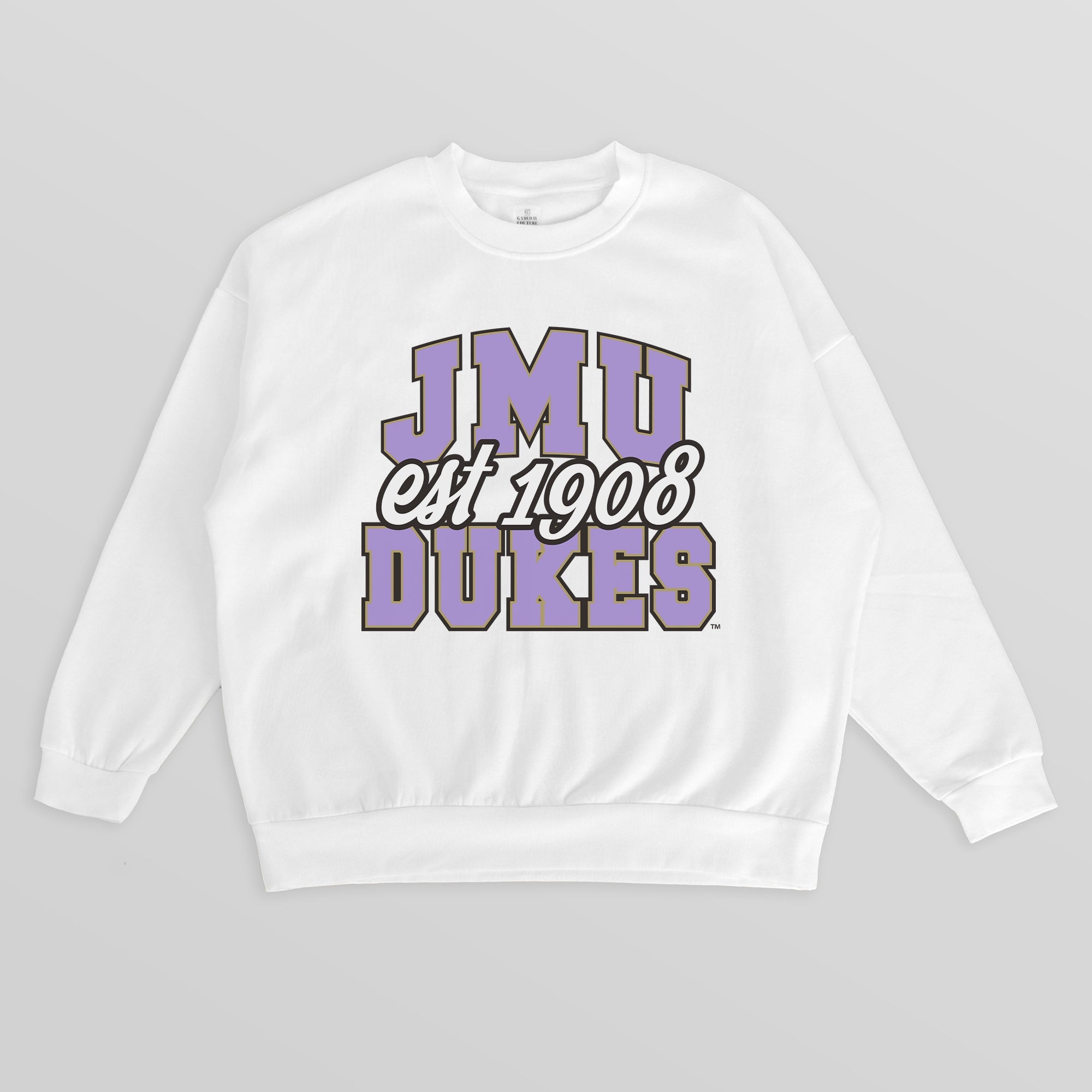 JAMES MADISON DUKES FADED FORMATION PREMIUM FLEECE DROP SHOULDER CREWNECK PULLOVER