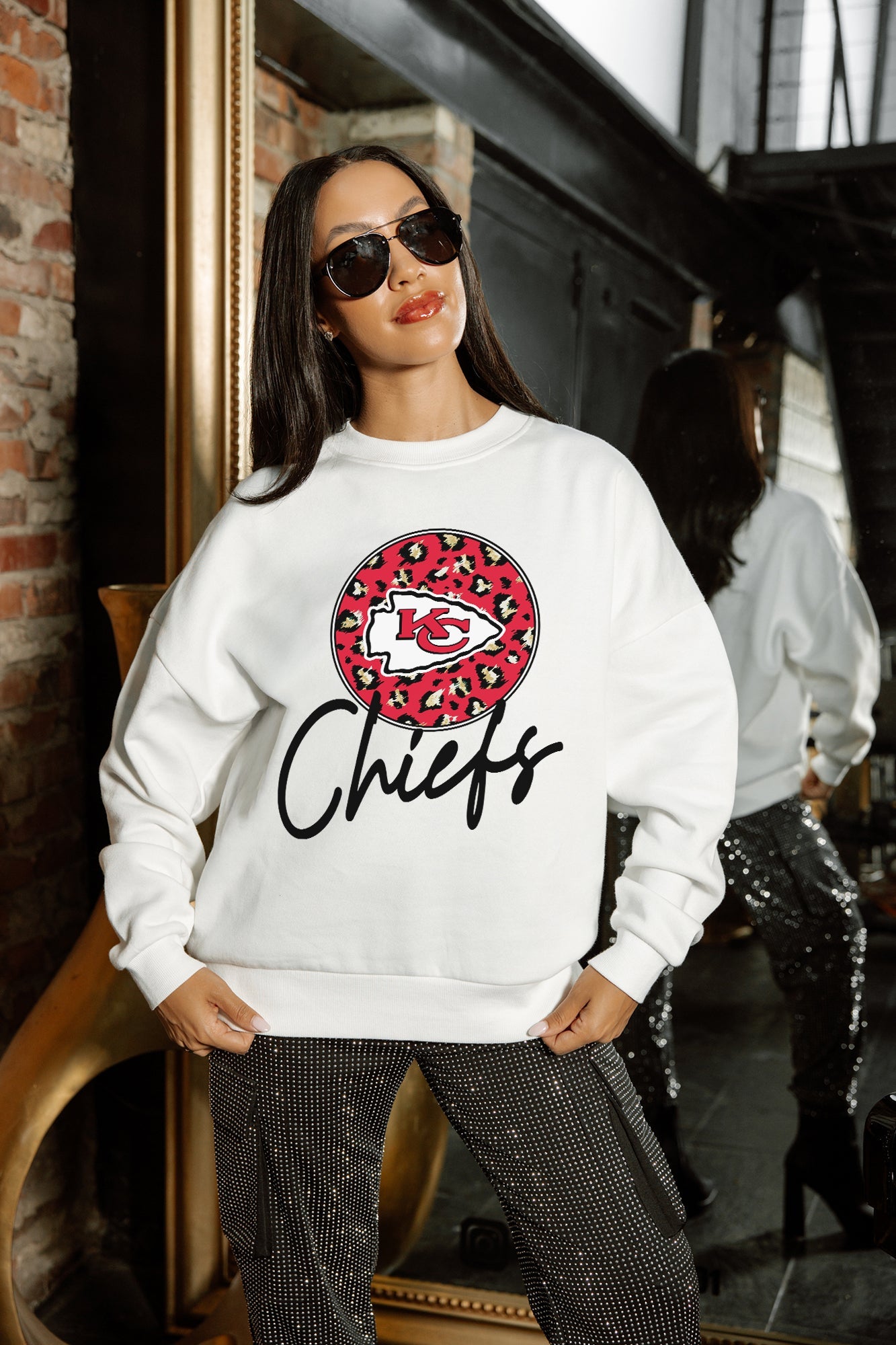 KANSAS CITY CHIEFS WILD BREAKTHROUGH PREMIUM FLEECE CREWNECK PULLOVER