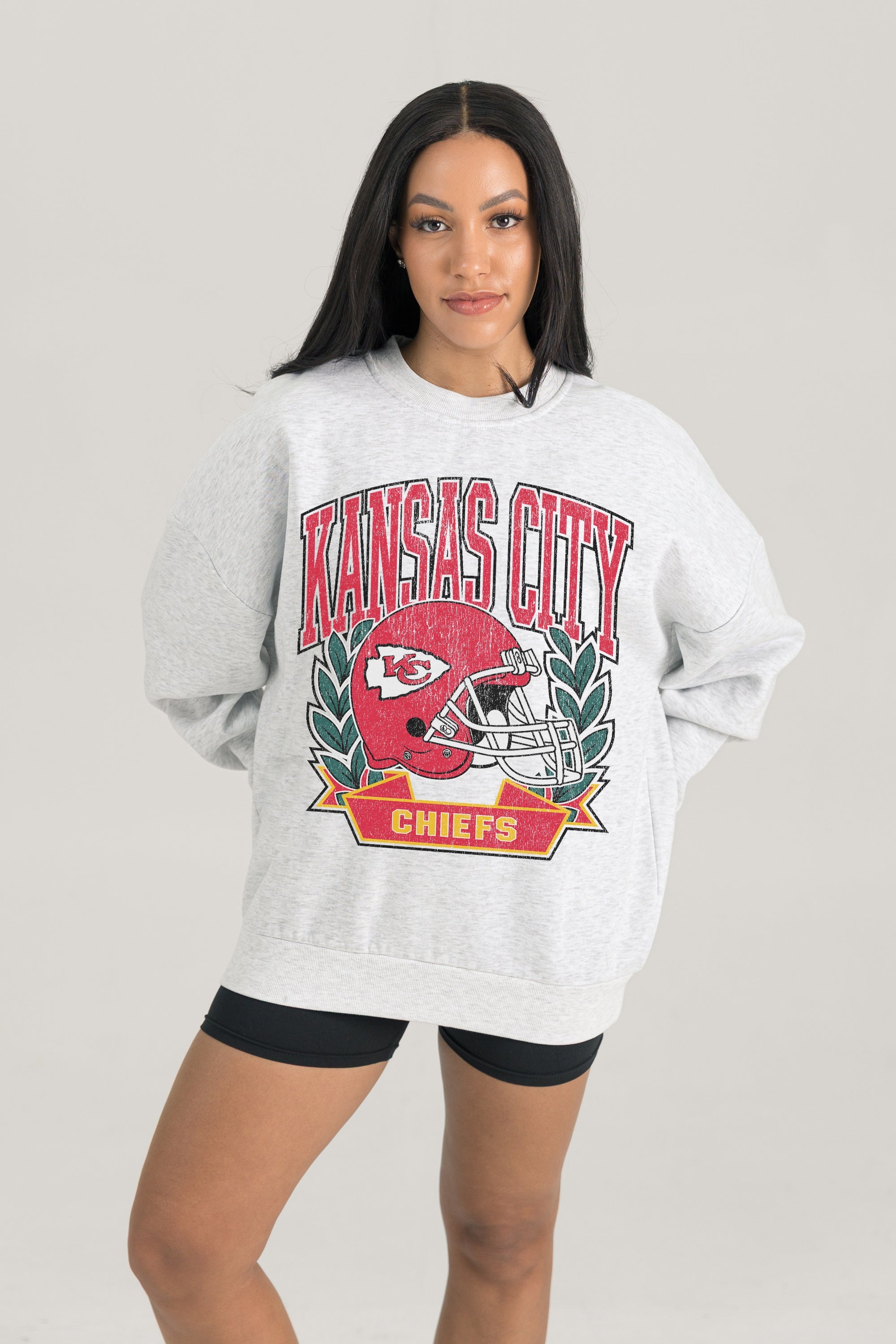 KANSAS CITY CHIEFS HERITAGE PREMIUM FLEECE DROP SHOULDER CREWNECK PULLOVER