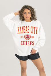 KANSAS CITY CHIEFS TIMELESS TRIUMPH PREMIUM FLEECE DROP SHOULDER CREWNECK PULLOVER