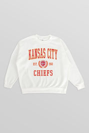 KANSAS CITY CHIEFS TIMELESS TRIUMPH PREMIUM FLEECE DROP SHOULDER CREWNECK PULLOVER