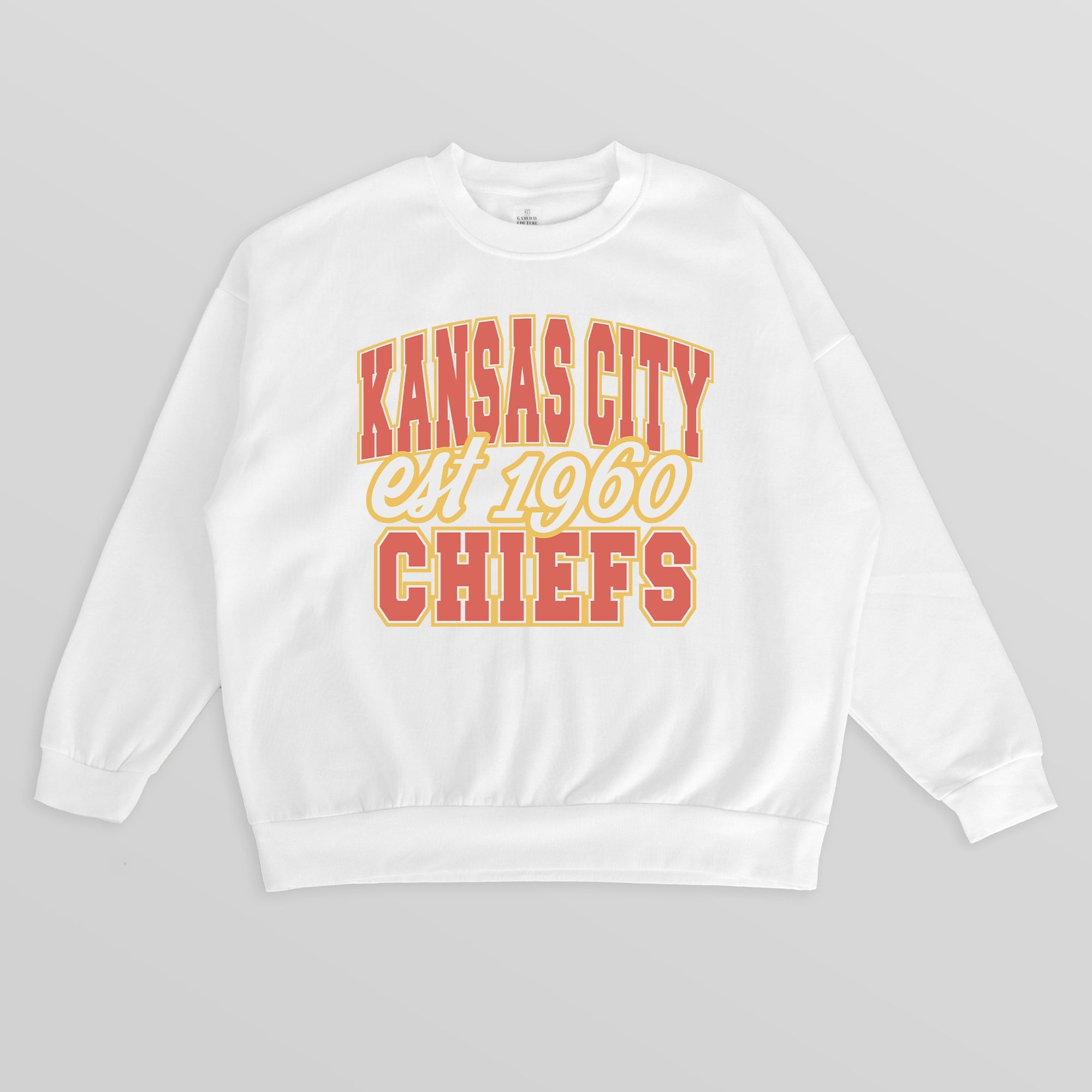 KANSAS CITY CHIEFS FADED FORMATION PREMIUM FLEECE CREWNECK PULLOVER