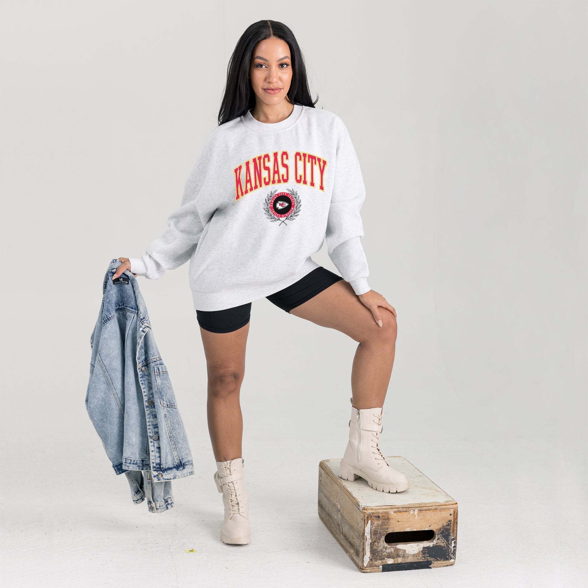 KANSAS CITY CHIEFS TRADITION REFINED PREMIUM FLEECE CREWNECK PULLOVER